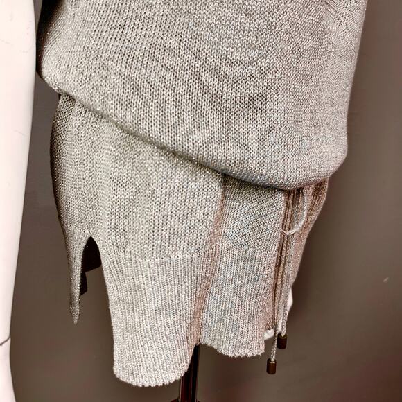 Massimo Dutti sweater Large lightweight linen belted v-neck blouson minimalist - Picture 9 of 14